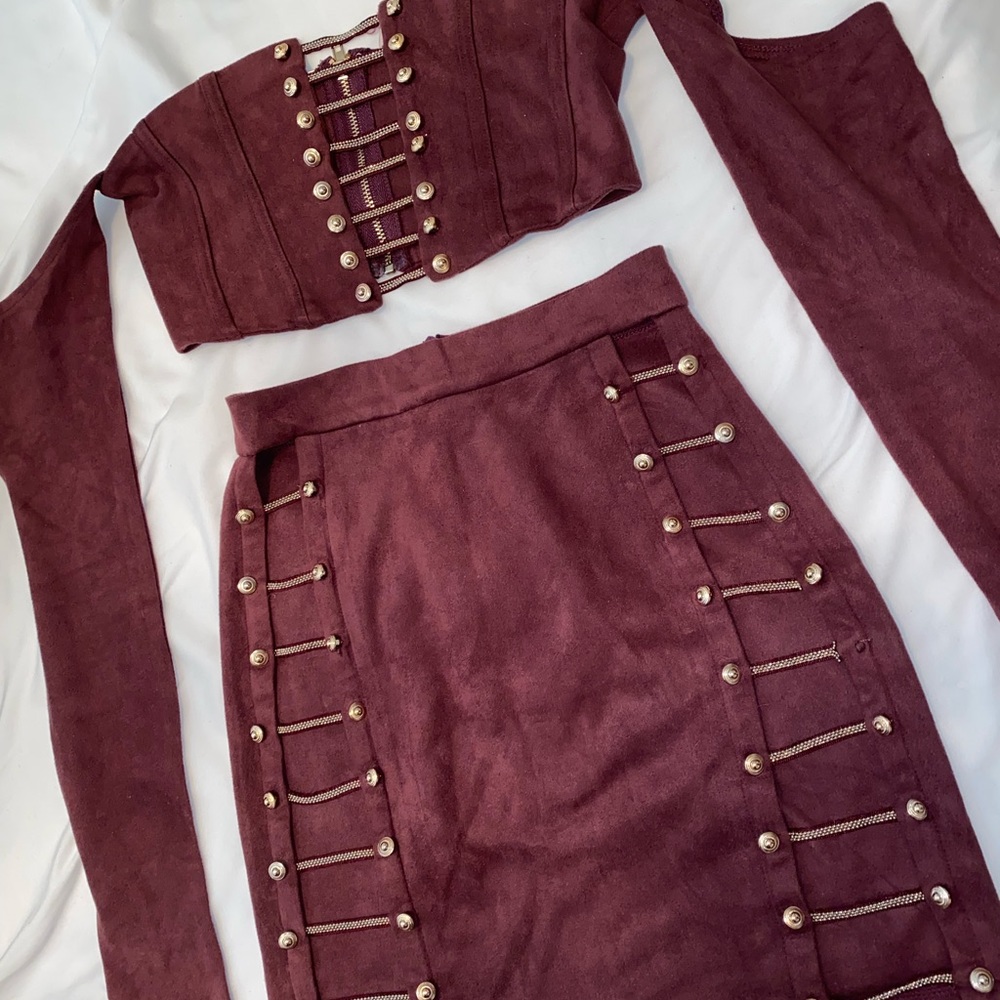 Oh Polly Two-Piece Suede Set